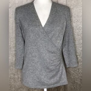 Ann Taylor Cashmere Sweater in Silver Metallic & Gray XL